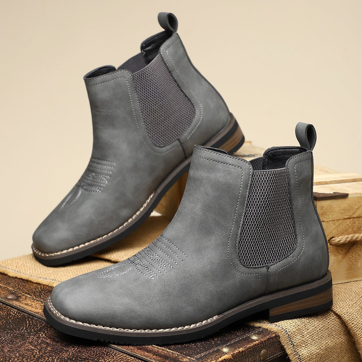 Daniel Western - Black Chelsea Boots With Elastic Side Panels & Stacked Heel 6