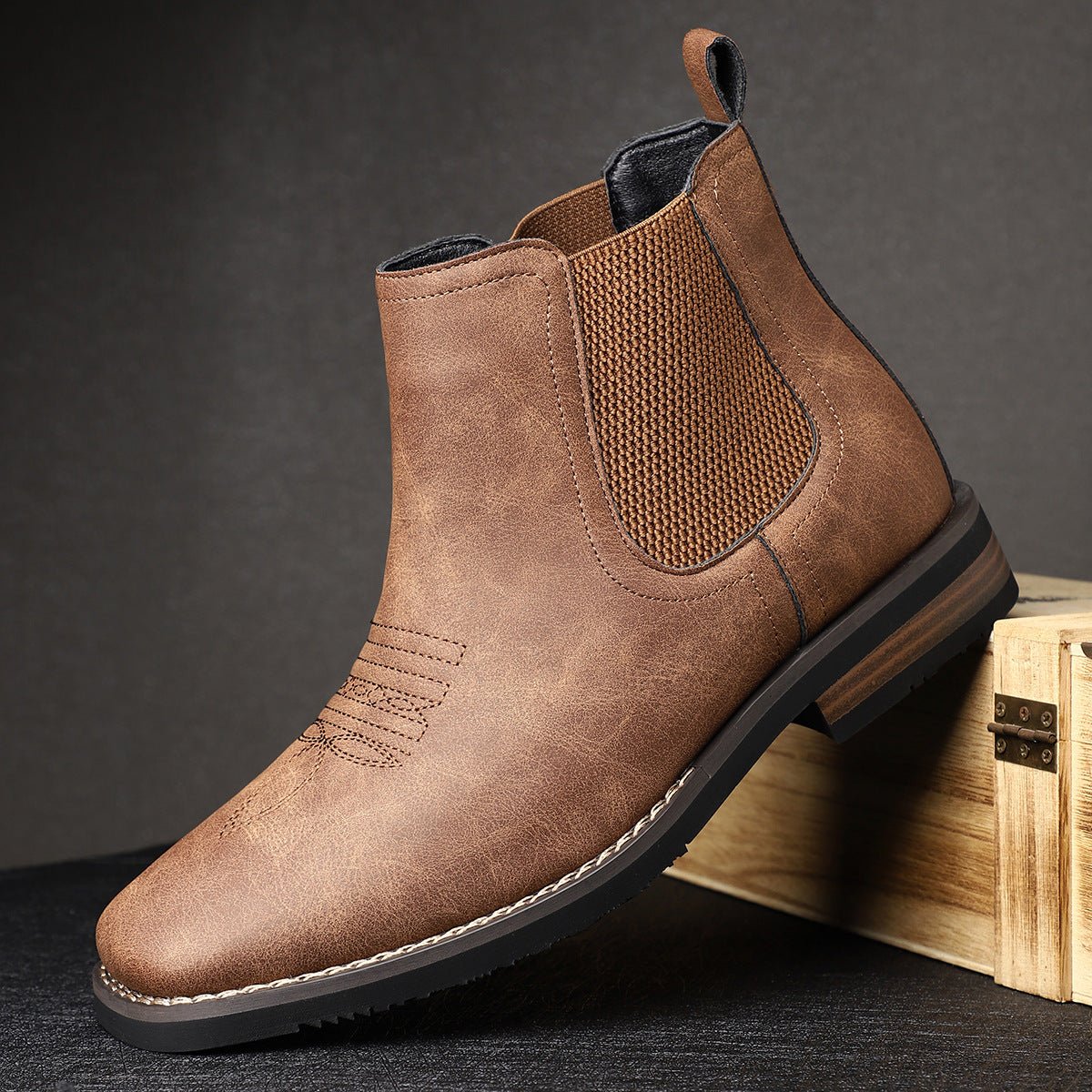 Daniel Western - Black Chelsea Boots With Elastic Side Panels & Stacked Heel 7