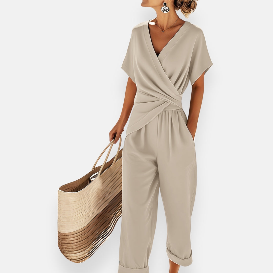 Draped Knot Black Jumpsuit - Elegant & Lightweight Women's Fashion Outfit 2