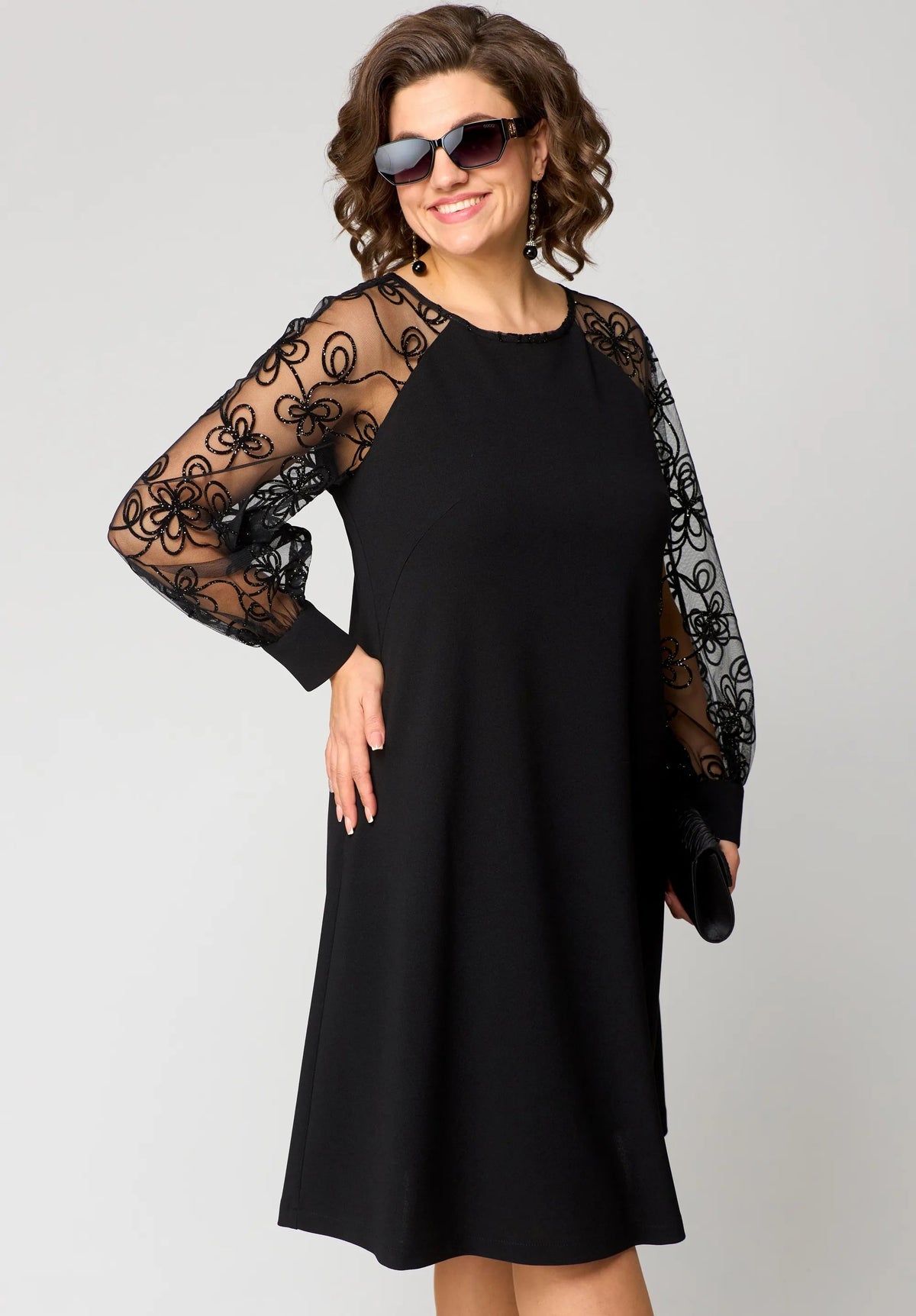 Edyth Elegant White Lace Dress - Long Sleeves, Relaxed Fit, Formal Appeal 7