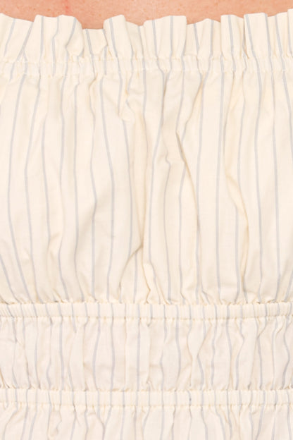 Eimear Stripe Blouse - Lightweight Fabric, Square Neckline & Peplum Hemline 5