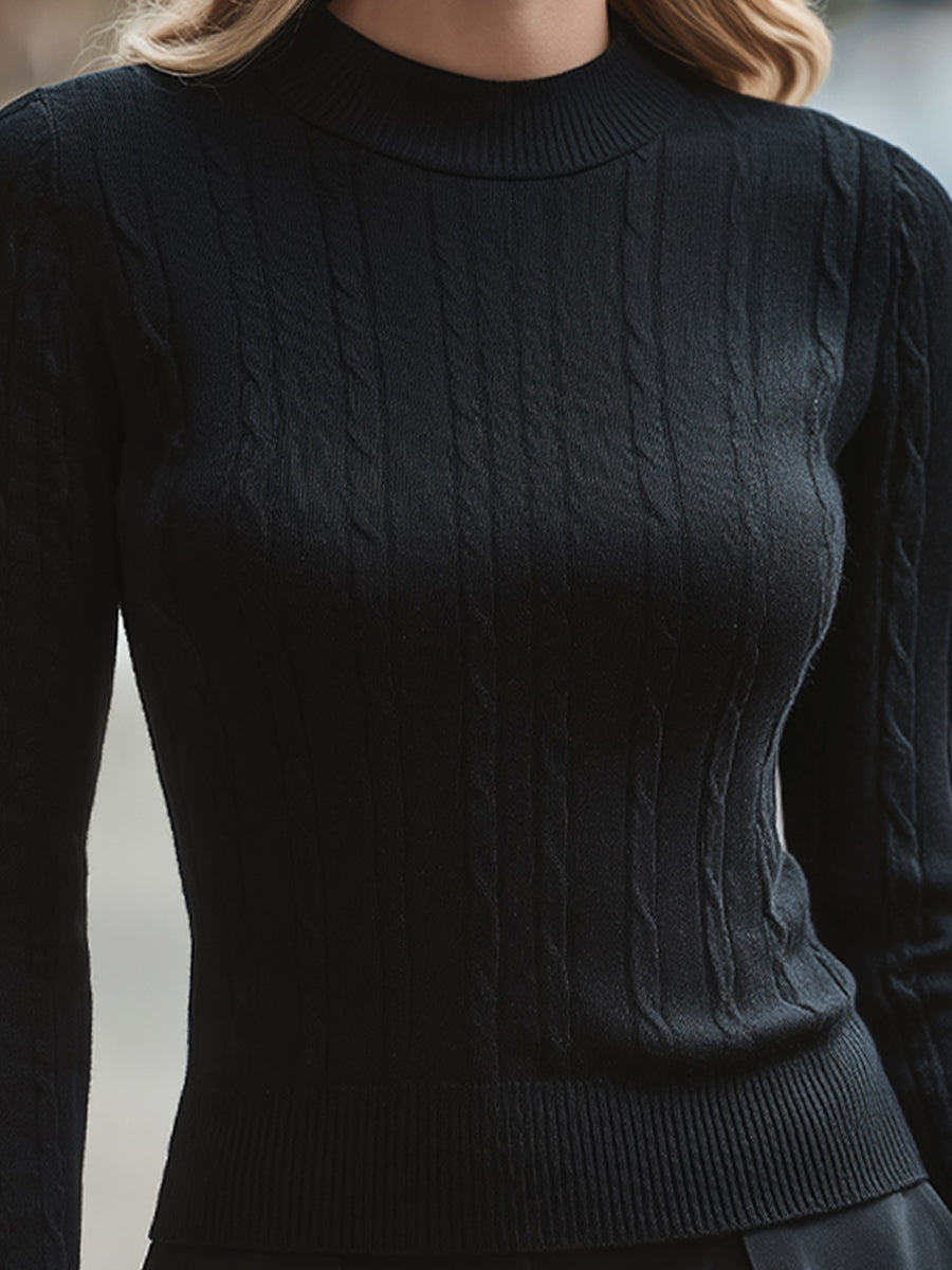 Elegant Cable-Knit Sweater - Slim Fit Soft Knit Blend for Timeless Style 3