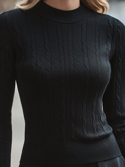 Elegant Cable-Knit Sweater - Slim Fit Soft Knit Blend for Timeless Style 3
