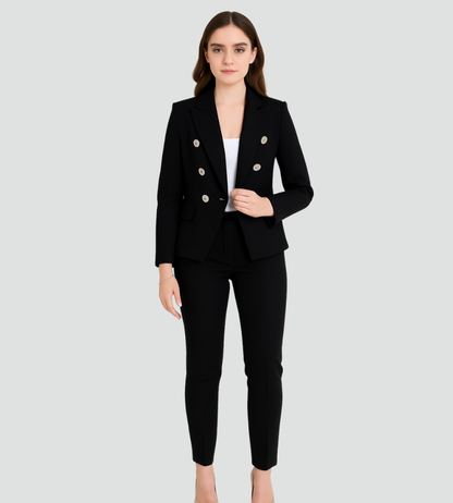Elegant Double-Breasted Formal Suit with Jacket and Pants - Tailored Fit, Smooth Fabric 0