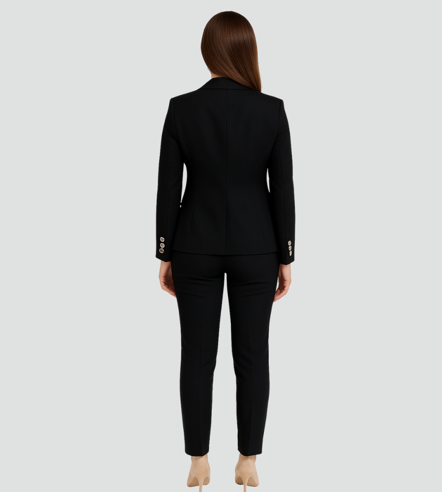 Elegant Double-Breasted Formal Suit with Jacket and Pants - Tailored Fit, Smooth Fabric 2