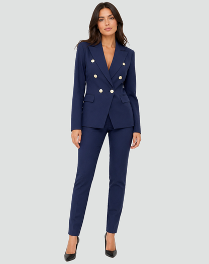 Elegant Double-Breasted Formal Suit with Jacket and Pants - Tailored Fit, Smooth Fabric 8
