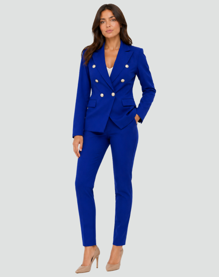 Elegant Double-Breasted Formal Suit with Jacket and Pants - Tailored Fit, Smooth Fabric 9