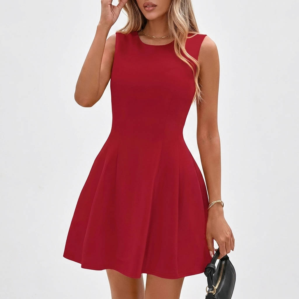 Elegant Fit and Flare A-Line Dress - Lightweight Stretch Summer Formal Dress 11