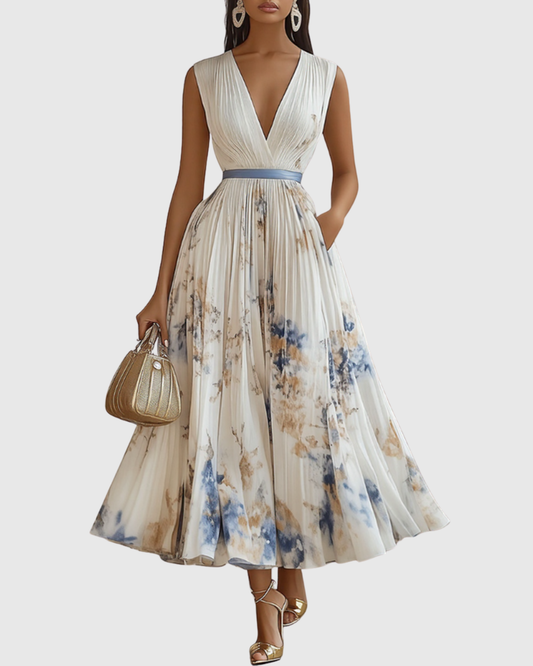Elegant Floral Long Sleeve Maxi Dress with Waist Tie for Special Occasions 0
