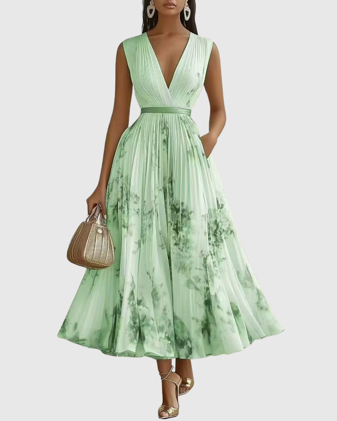 Elegant Floral Long Sleeve Maxi Dress with Waist Tie for Special Occasions 10