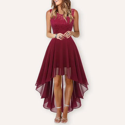 Elegant High Low Dress - Satin Cowl Neck A-Line for Wedding Guest & Cocktail Events 2