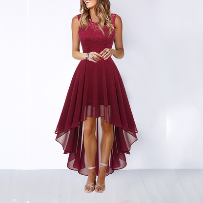 Elegant High Low Dress - Satin Cowl Neck A-Line for Wedding Guest & Cocktail Events 3