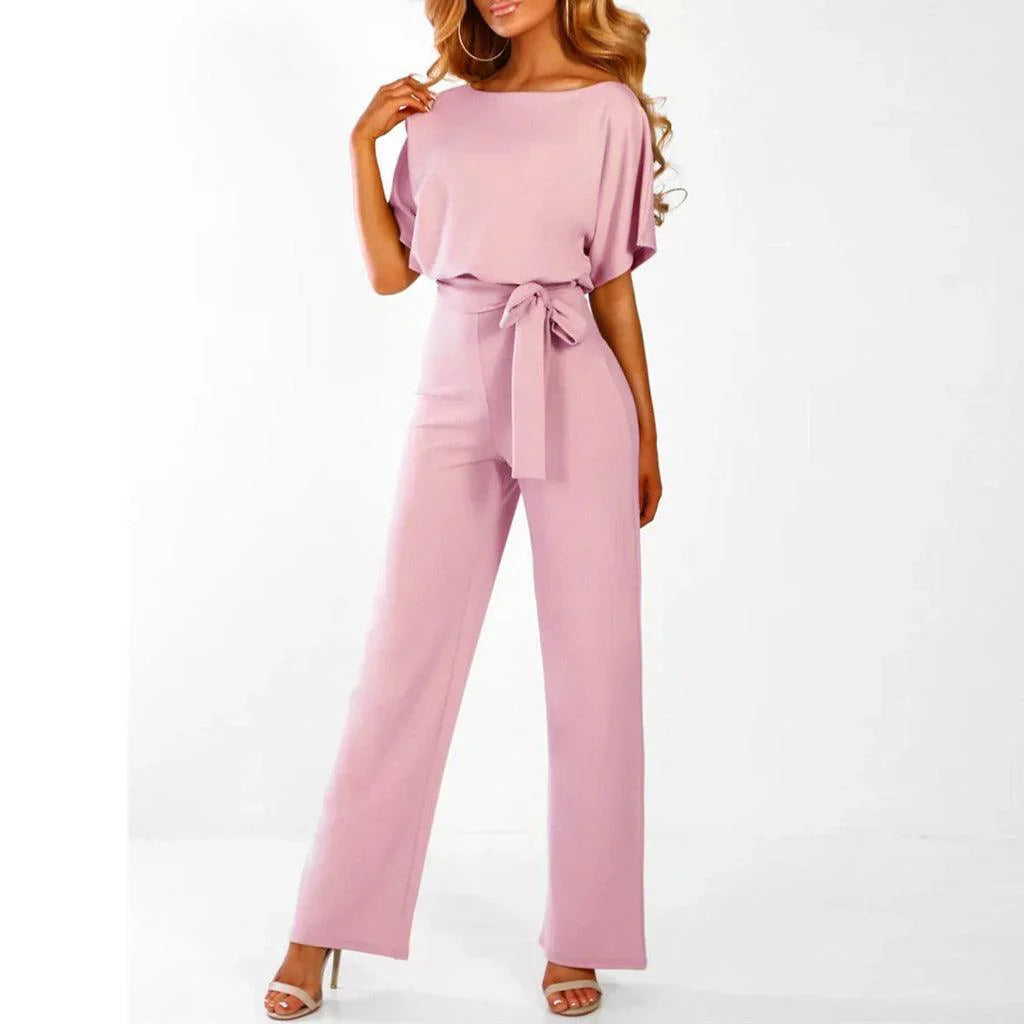 Elegant Jumpsuit With Waist Belt & Wide Legs For Versatile Styling 0