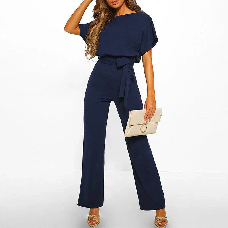 Elegant Jumpsuit With Waist Belt & Wide Legs For Versatile Styling 2