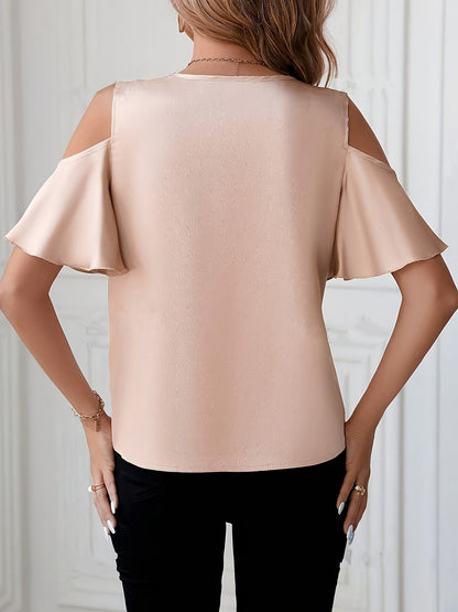 Elegant Off-the-Shoulder Blouse with Lace Details - Lightweight & Versatile 4