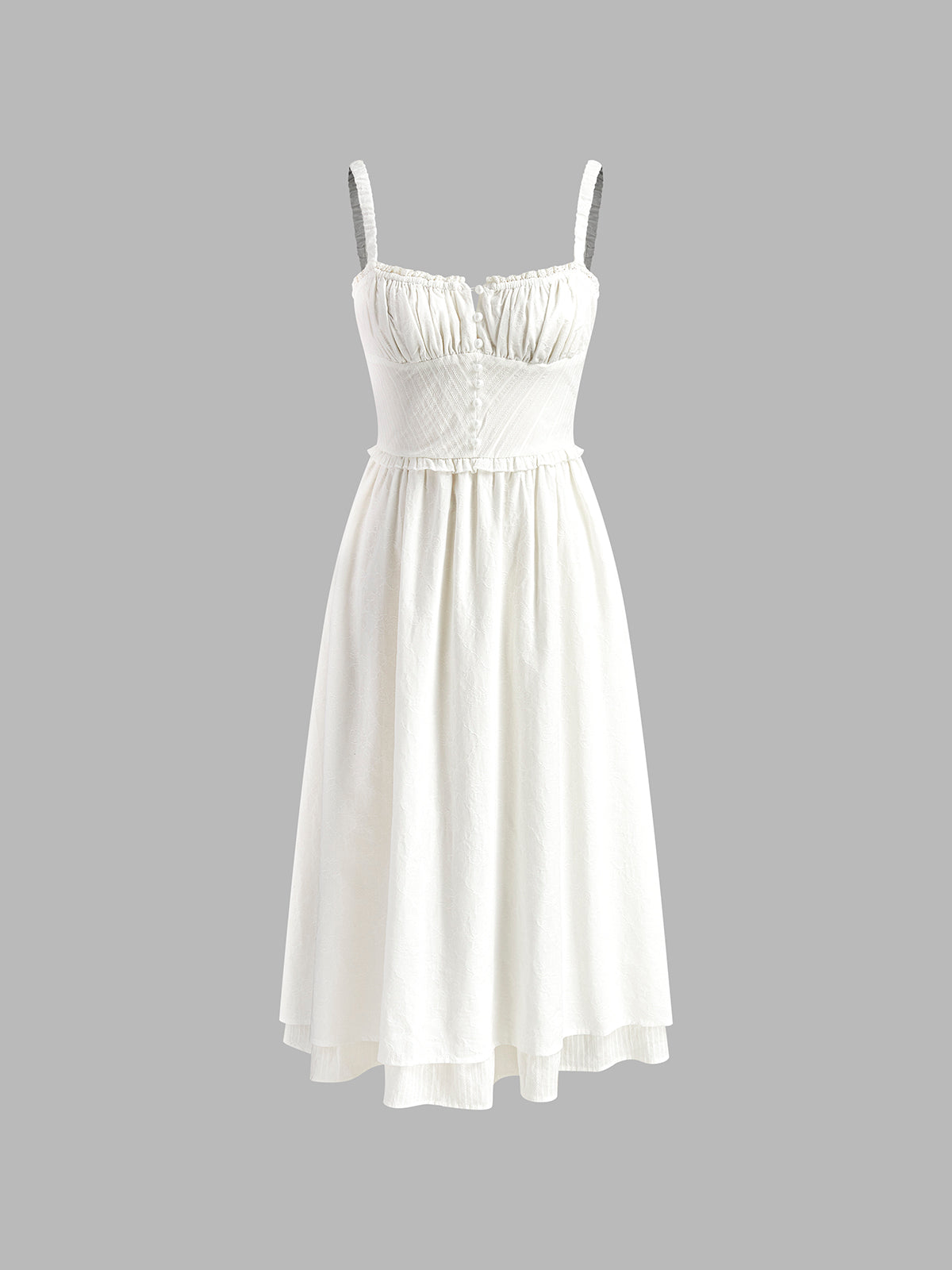 Elegant Ruffle Hem Midi Dress - Cotton Blend Wedding Guest Dress 5