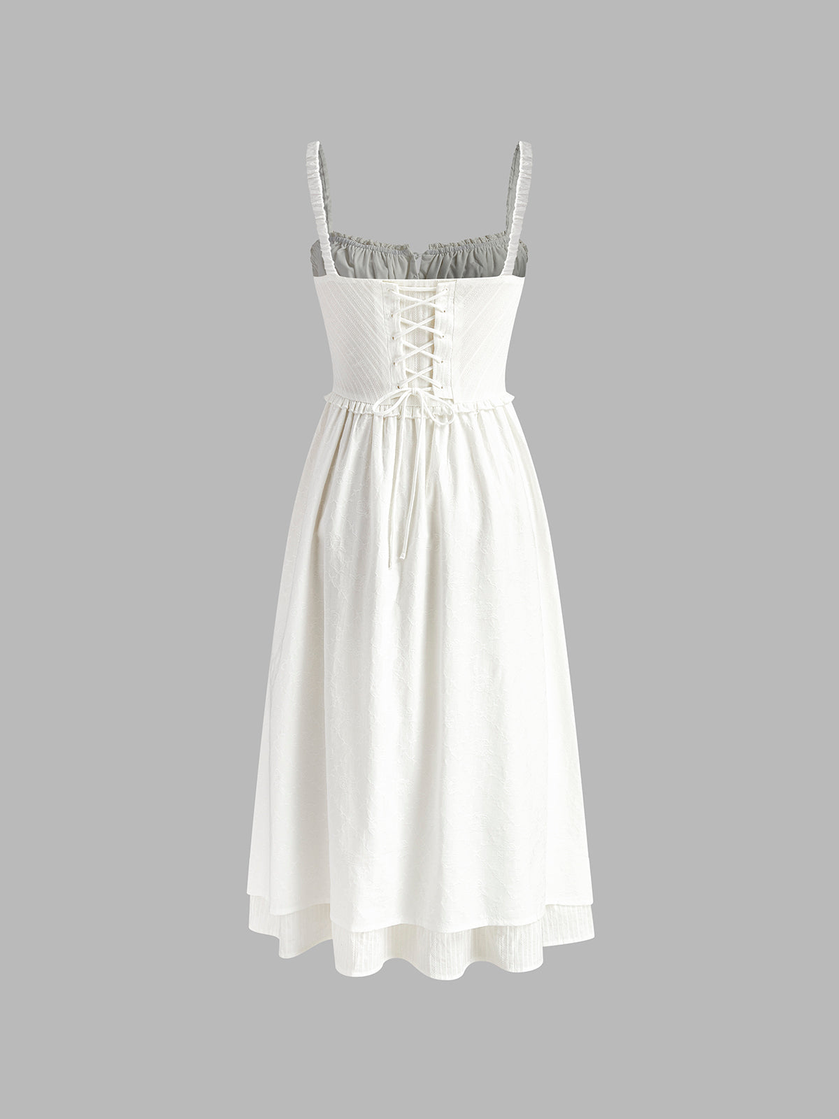 Elegant Ruffle Hem Midi Dress - Cotton Blend Wedding Guest Dress 6