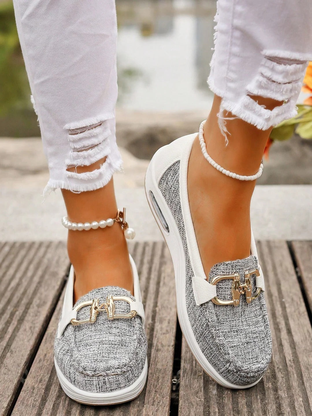 Elegant Slip-On Loafers With Buckle Detail, Slip-Resistant Outsole, Everyday Comfort 5