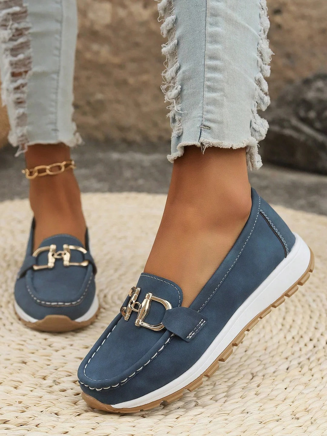 Elegant Slip-On Loafers With Buckle Detail, Slip-Resistant Outsole, Everyday Comfort 6