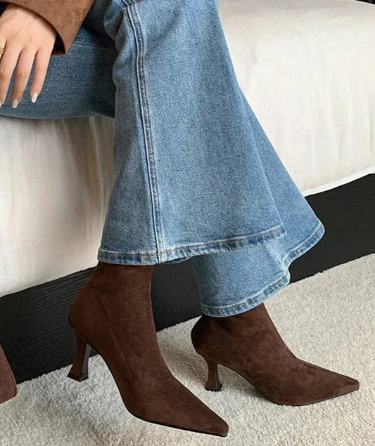 Ella - Pointed Toe Sock Ankle Boots with Kitten Heel for Comfortable Elegance 0