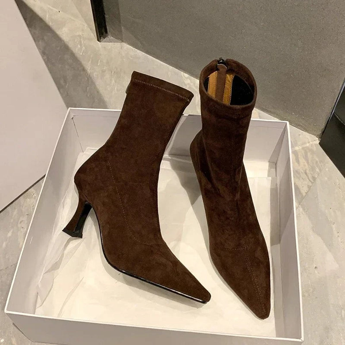 Ella - Pointed Toe Sock Ankle Boots with Kitten Heel for Comfortable Elegance 2