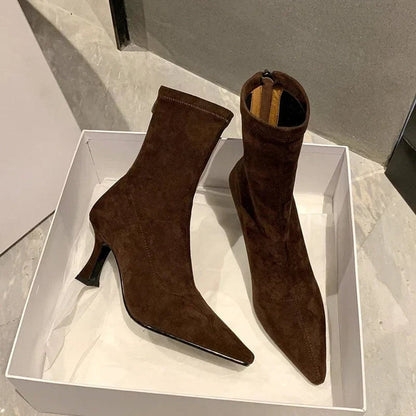 Ella - Pointed Toe Sock Ankle Boots with Kitten Heel for Comfortable Elegance 2