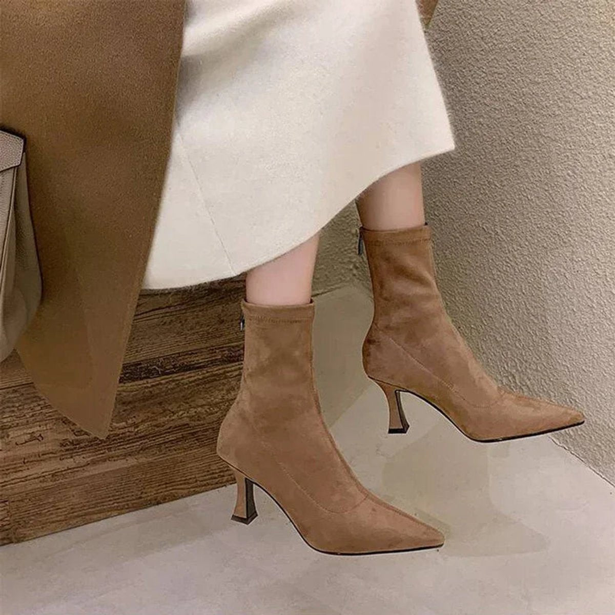 Ella - Pointed Toe Sock Ankle Boots with Kitten Heel for Comfortable Elegance 3