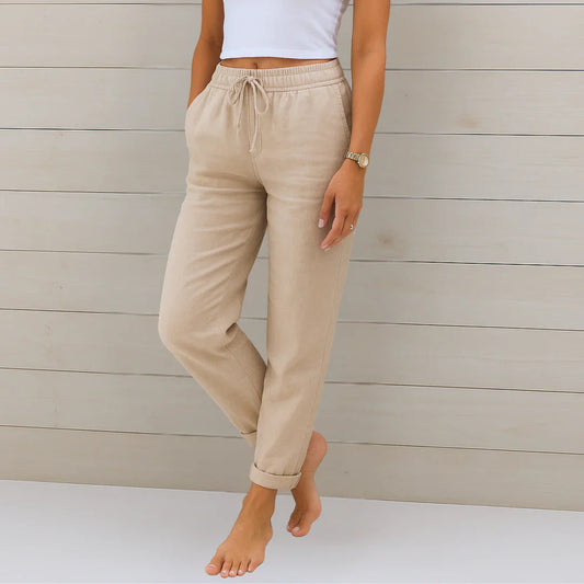 Ellaine - White Linen Pants with Stretch for Effortless Style and Comfort 0