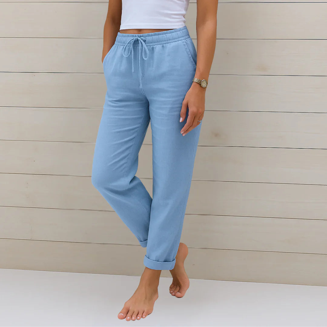 Ellaine - White Linen Pants with Stretch for Effortless Style and Comfort 2