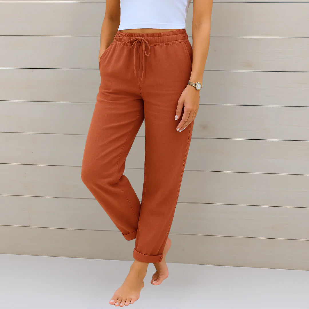 Ellaine - White Linen Pants with Stretch for Effortless Style and Comfort 5