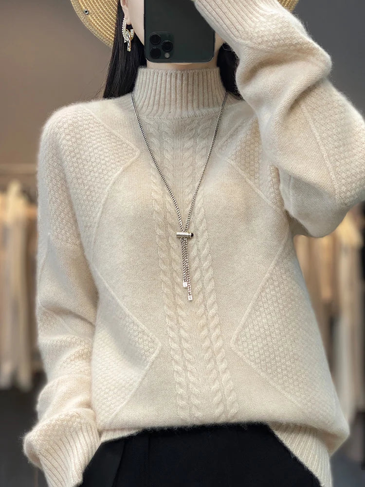 Ellis Cashmere Sweater - Soft Cable-Knit Turtleneck for Cozy Comfort 0