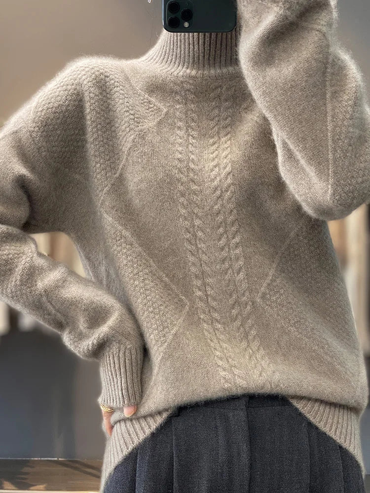 Ellis Cashmere Sweater - Soft Cable-Knit Turtleneck for Cozy Comfort 5