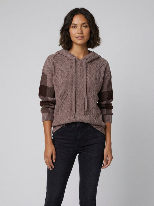 Elysia Cable Knit Hoodie Sweater - Ultra-Soft Yarn, Relaxed Fit, Cozy Layering 0