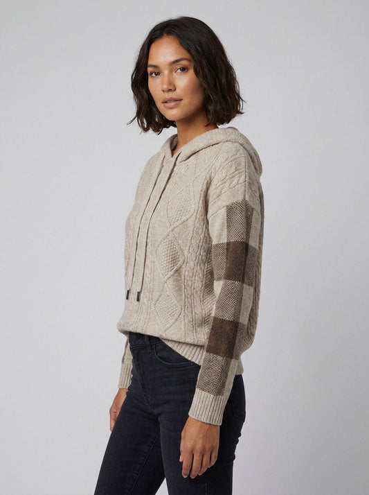Elysia Cable Knit Hoodie Sweater - Ultra-Soft Yarn, Relaxed Fit, Cozy Layering 1