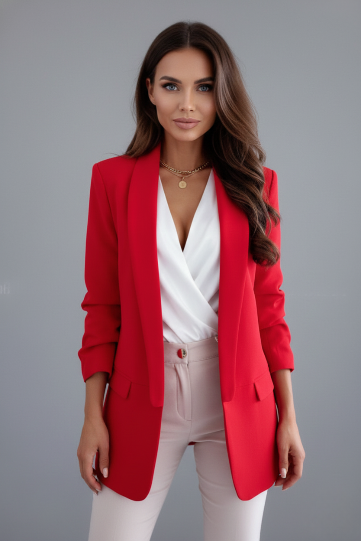 Elysia Fitted Blazer with Wrap Collar and Tailored Silhouette for Professional Style 6