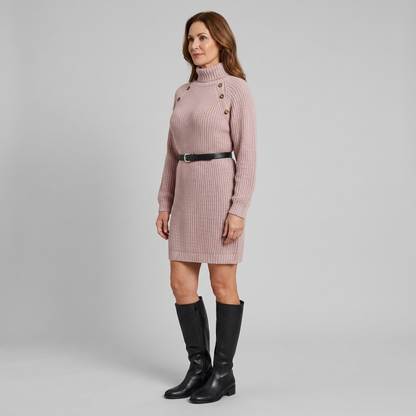 Elysia Knit Sweater Dress - Cozy A-Line Turtle Neck Dress for All Seasons 2