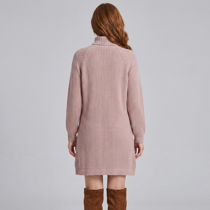 Elysia Knit Sweater Dress - Cozy A-Line Turtle Neck Dress for All Seasons 3