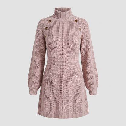 Elysia Knit Sweater Dress - Cozy A-Line Turtle Neck Dress for All Seasons 4