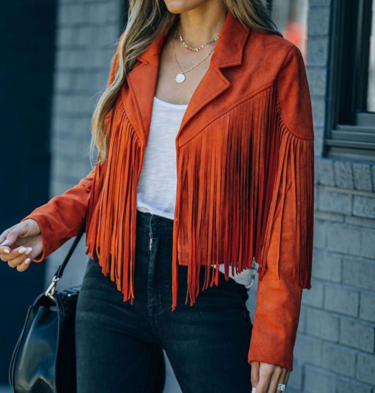 Evelyn Suede Cropped Moto Jacket with Fringe Detail for Edgy Style 0