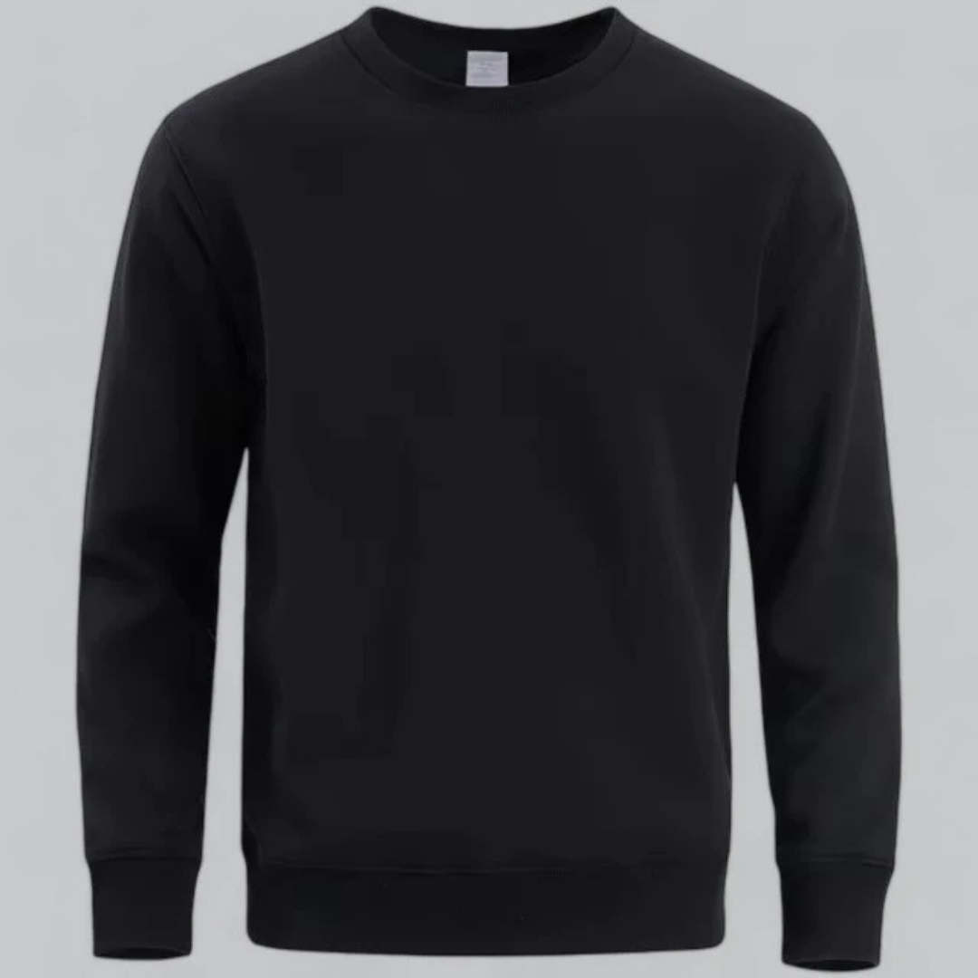 Everyday Essential Classic Crew Neck Sweatshirt with Ribbed Cuffs - Soft & Comfortable 1