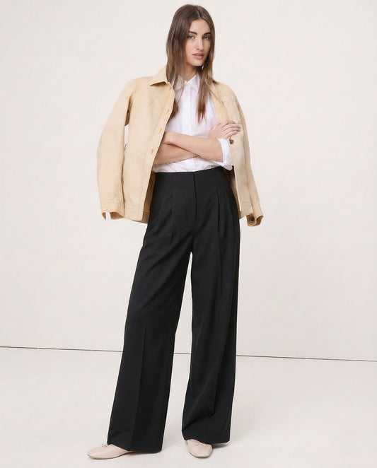 Firenze Wide Leg Pants with Draped Design and High-Waisted Fit 1