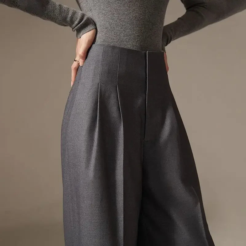 Firenze Wide Leg Pants with Draped Design and High-Waisted Fit 2