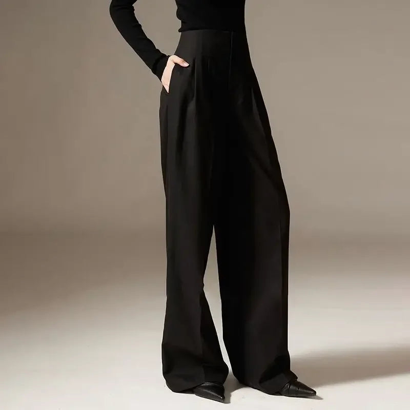 Firenze Wide Leg Pants with Draped Design and High-Waisted Fit 4