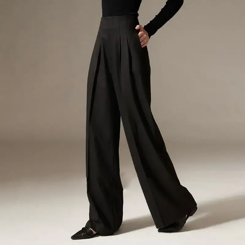 Firenze Wide Leg Pants with Draped Design and High-Waisted Fit 5