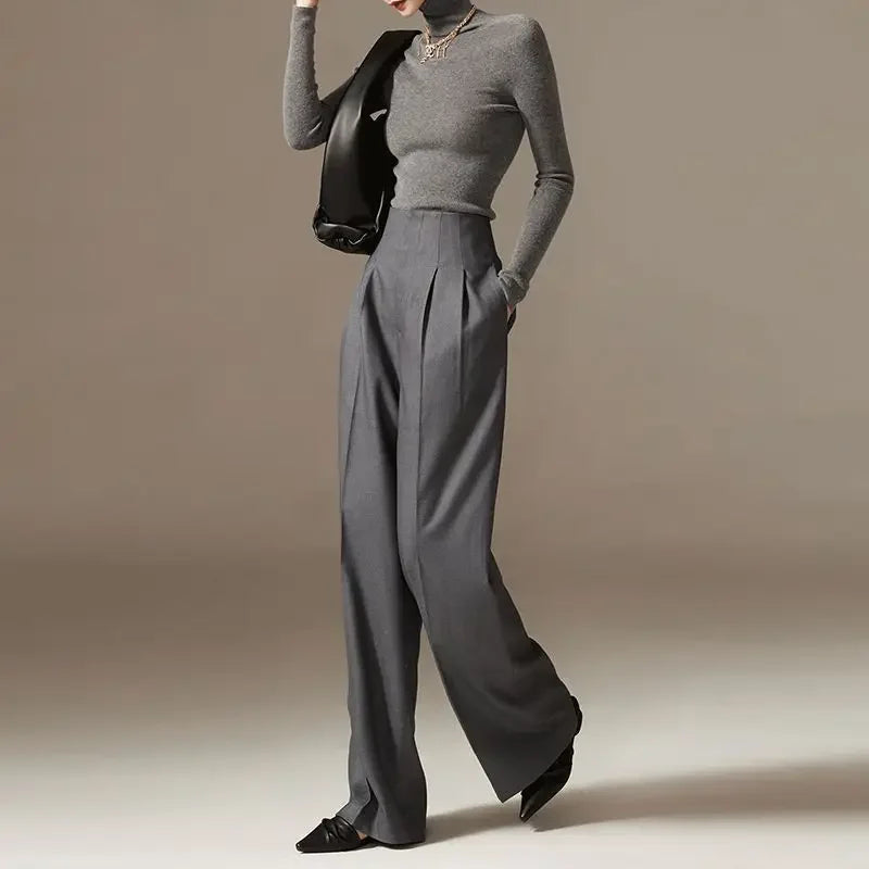 Firenze Wide Leg Pants with Draped Design and High-Waisted Fit 6