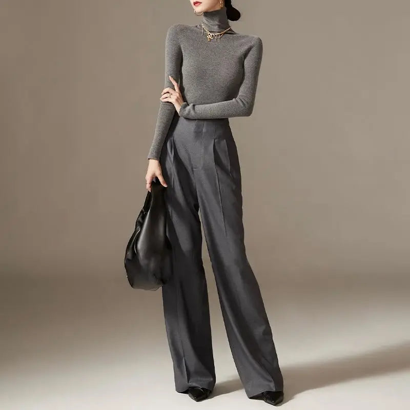 Firenze Wide Leg Pants with Draped Design and High-Waisted Fit 7