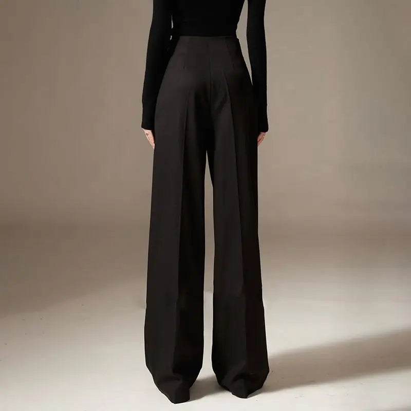 Firenze Wide Leg Pants with Draped Design and High-Waisted Fit 8