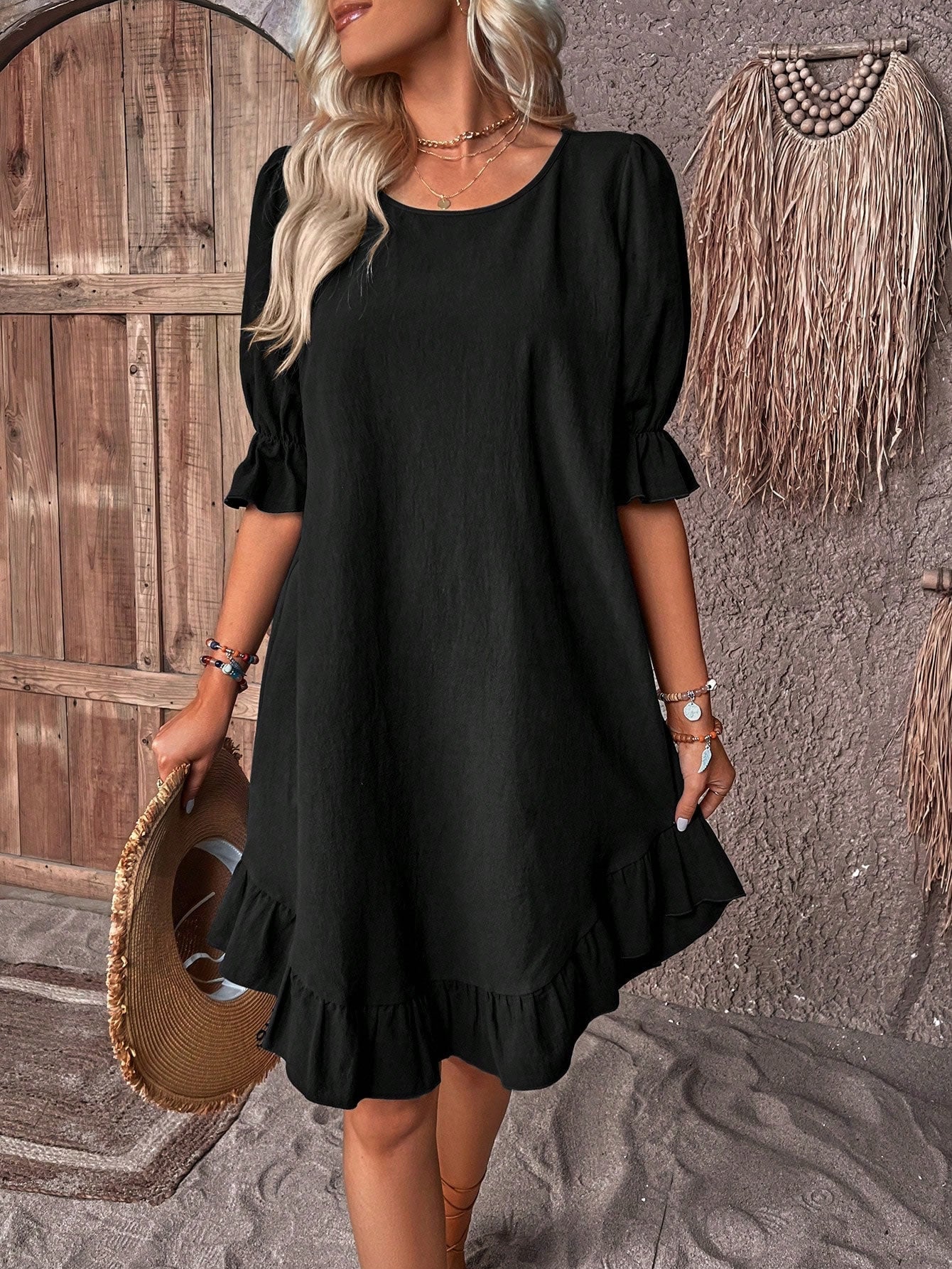 Flattering Summer Dress with Tummy Coverage and Ruffles - Lightweight & Airy 3