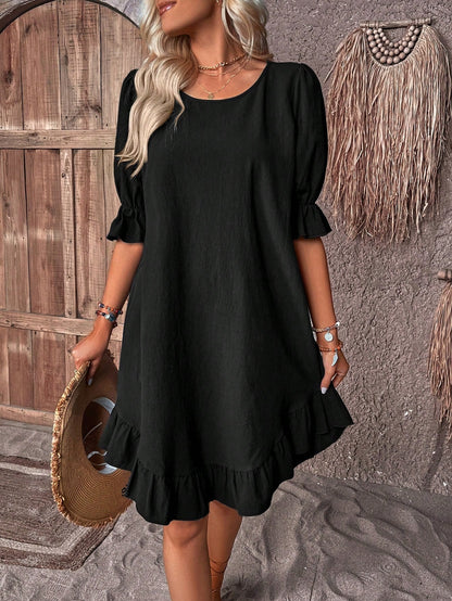 Flattering Summer Dress with Tummy Coverage and Ruffles - Lightweight & Airy 3