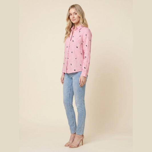 Flora | Women's Top Cotton Linen, Casual Long Sleeve Blouse 1
